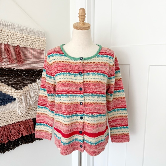 Sparrow Anthropologie Marna Striped Merino Wool Blend Button Up Cardigan Sz XL - Picture 1 of 9